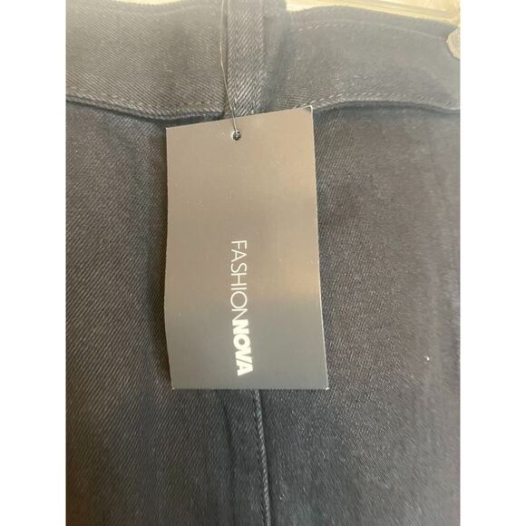 Fashion Nova Womens Front Zipper Denim Mini Skirt Belted Waist Size S Black - Picture 5 of 6